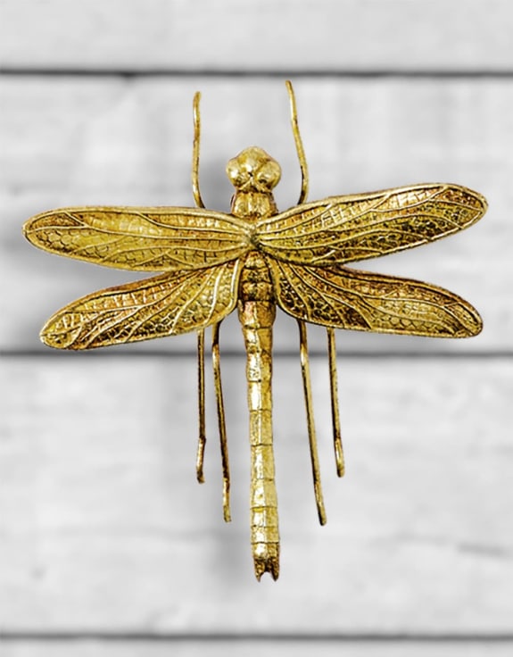 Small Antique Gold Dragonfly Wall Figure