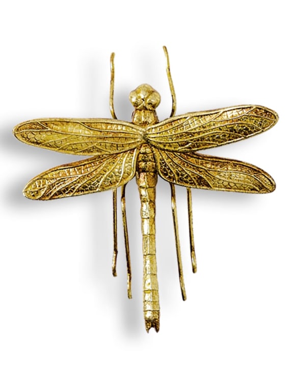 Small Antique Gold Dragonfly Wall Figure