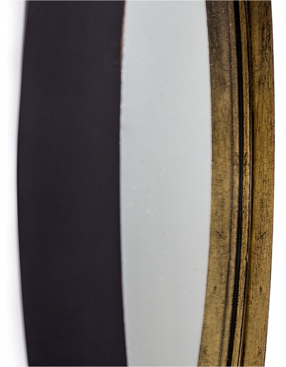 Large Black and Bronze Deep Framed Cylinder Mirror