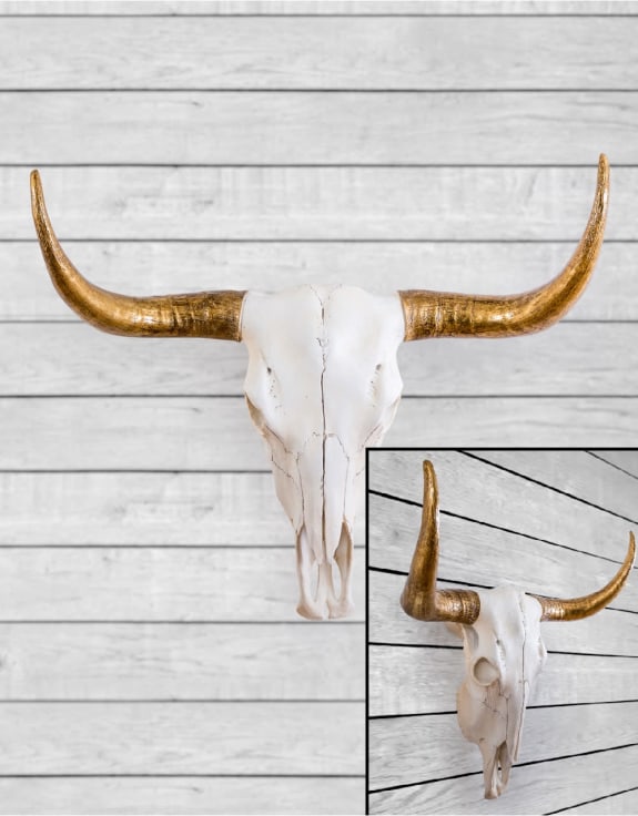 Extra Large Bison Wall Skull with Gold Horns