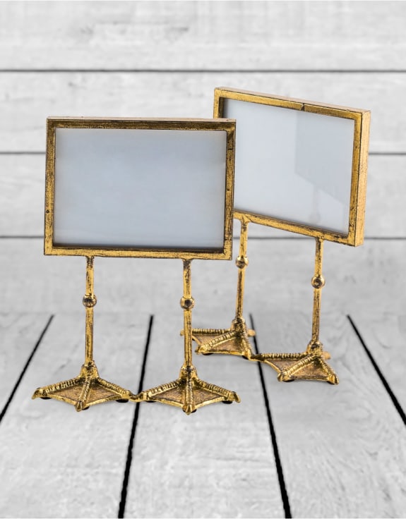 Pair of Antique Gold 5x7" Duck Feet Landscape Photo Frames