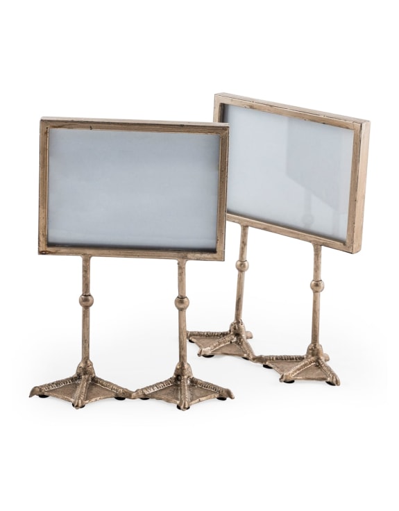 Pair of Antique Silver 5x7" Duck Feet Landscape Photo Frames