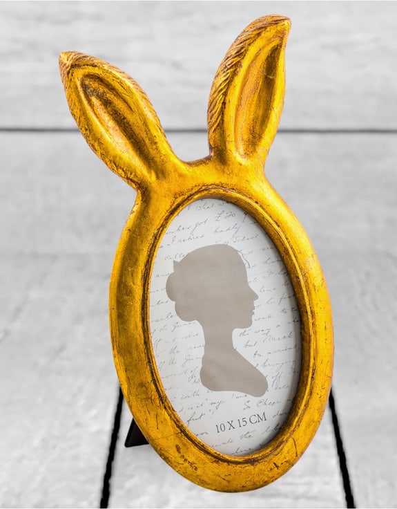 Small Antique Gold Rabbit Ears Photo Frame
