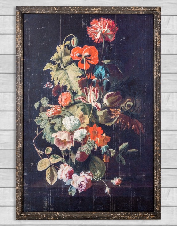 Set of 2 Antiqued Boho Floral Wall Prints