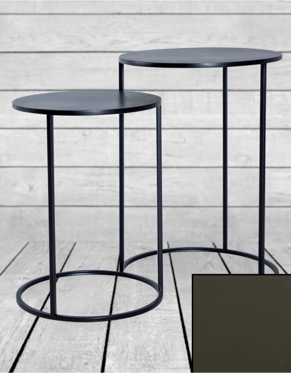 Nest of 2 Matt Black Metal Side Tables