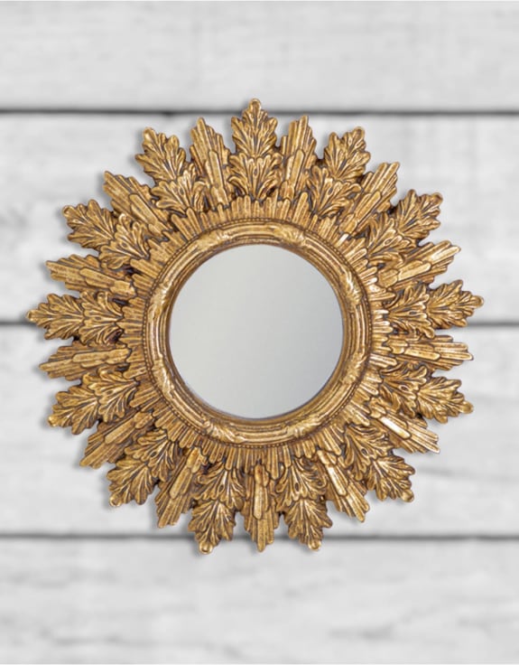 Antiqued Gold Ornate Framed Small Mirror