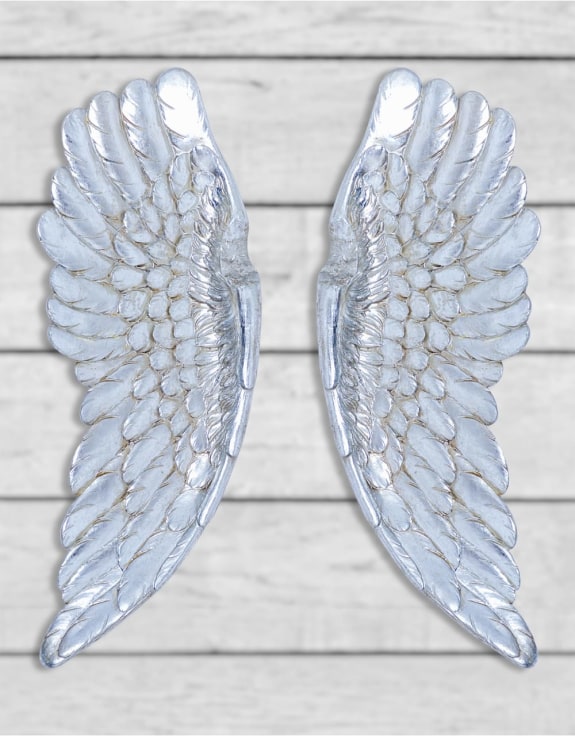 Pair of Antique Silver Wall Hanging Angel Wings