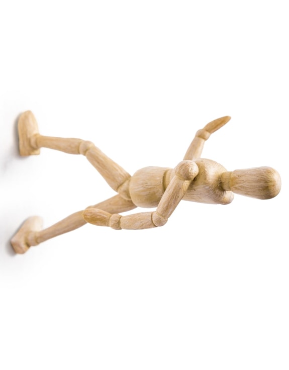 Set of 3 Wall Climbing Wooden Effect Model Men Figures