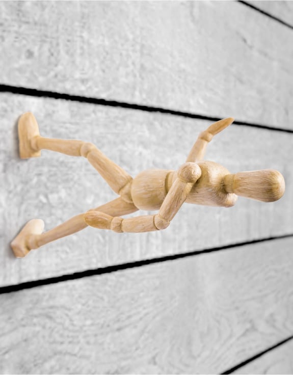 Set of 3 Wall Climbing Wooden Effect Model Men Figures