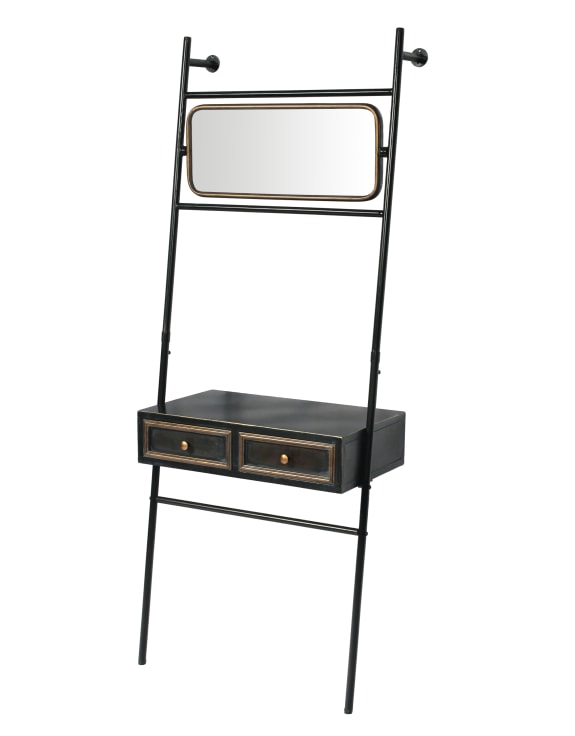 Black and Antique Gold "Orwell" Console Unit with Mirror