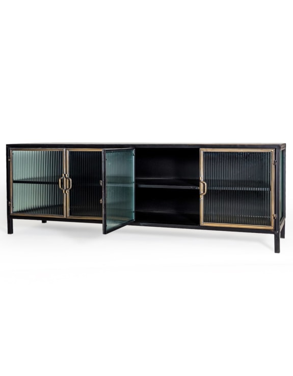 Black and Antique Gold "Orwell" Wide Media Unit/Side Cabinet