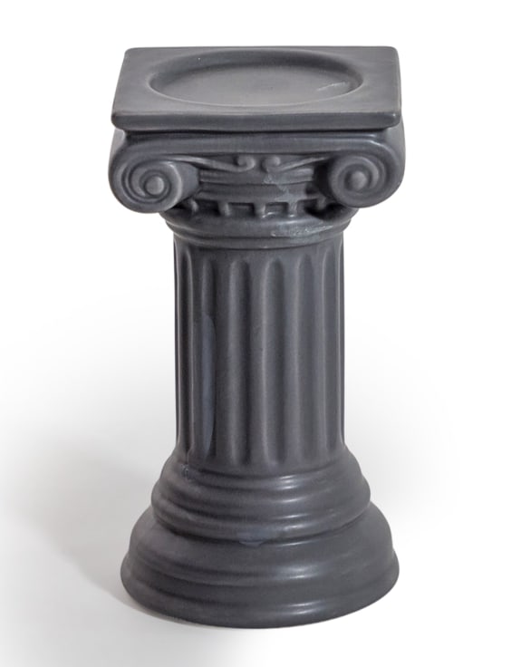 Matt Grey Small Ionic Column Ceramic Candle Holder