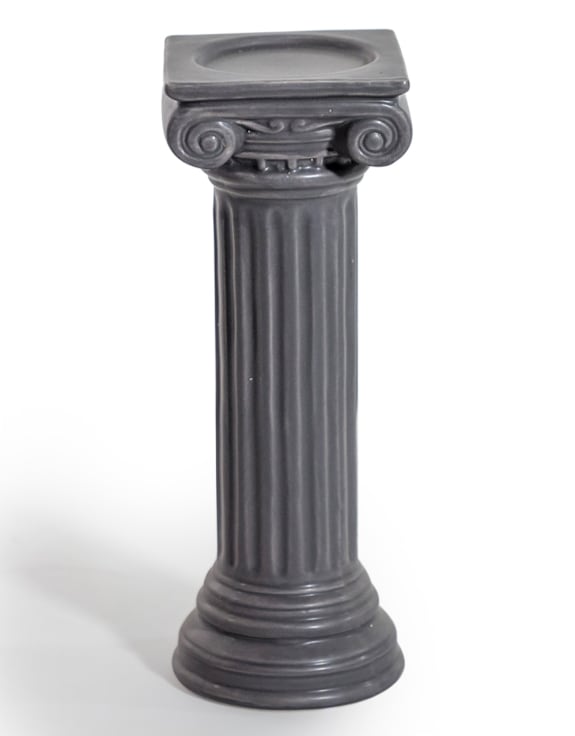 Matt Grey Large Ionic Column Ceramic Candle Holder