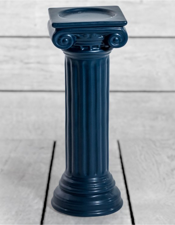 Matt Dark Blue Large Ionic Column Ceramic Candle Holder