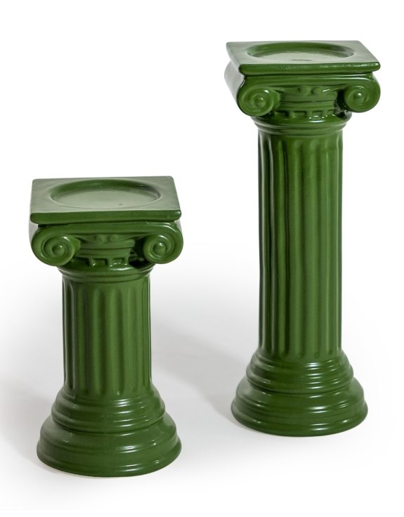 Matt Dark Green Large Ionic Column Ceramic Candle Holder