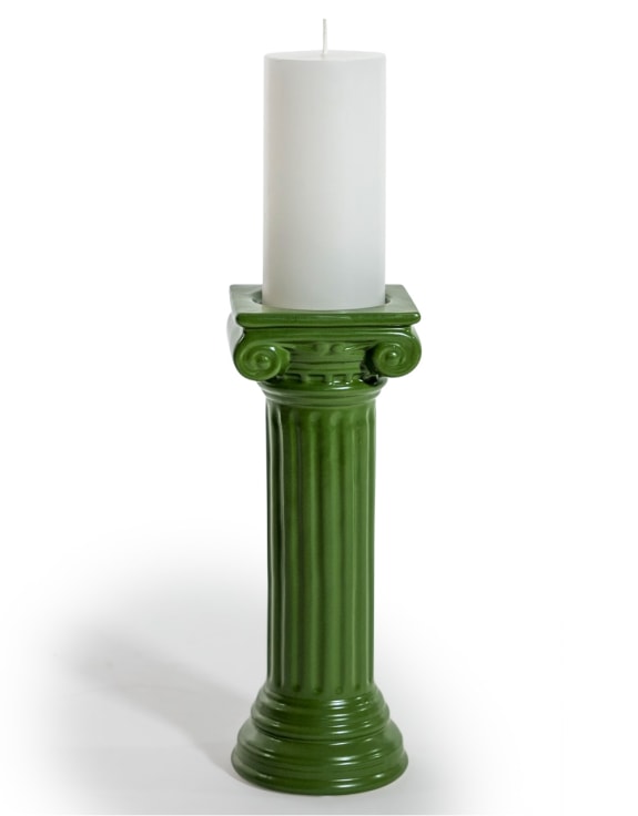 Matt Dark Green Large Ionic Column Ceramic Candle Holder