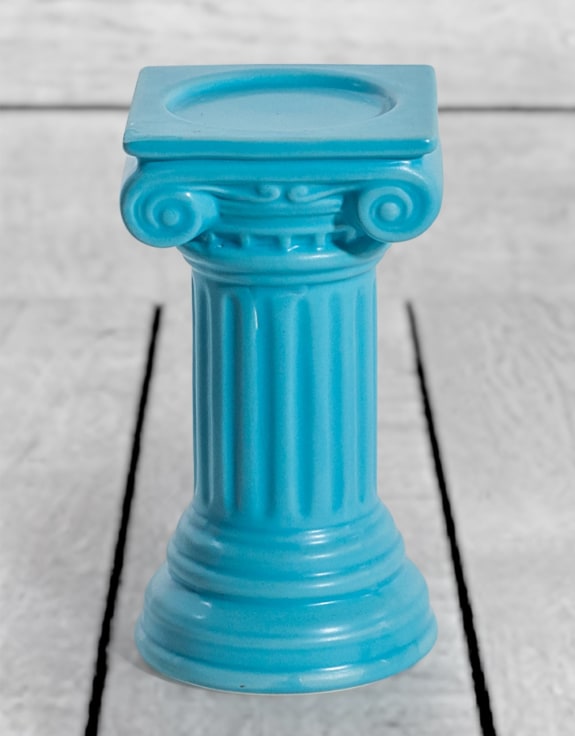 Matt Light Blue Small Ionic Column Ceramic Candle Holder