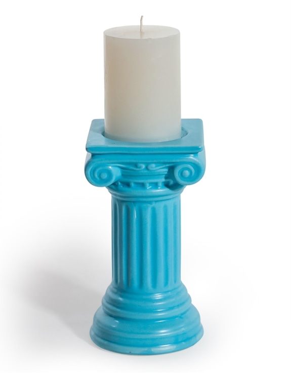 Matt Light Blue Small Ionic Column Ceramic Candle Holder
