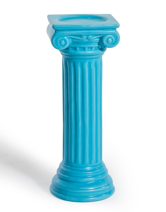 Matt Light Blue Large Ionic Column Ceramic Candle Holder