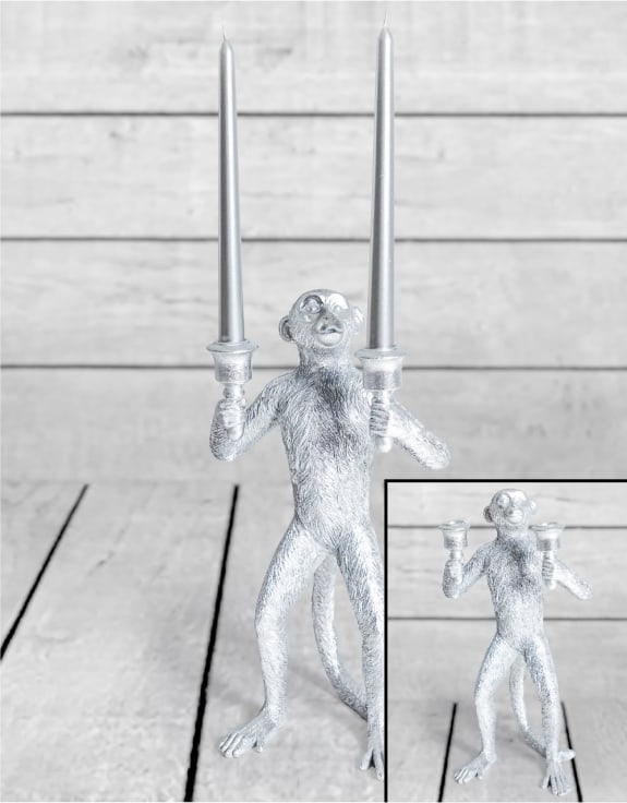 Antique Silver Standing Monkey Candelabra