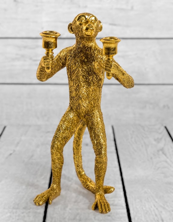 Antique Gold Standing Monkey Candelabra