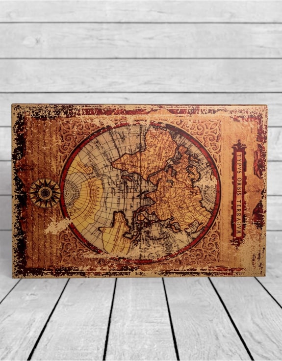 Antiqued Atlas/Book Coffee Table with Hairpin Legs