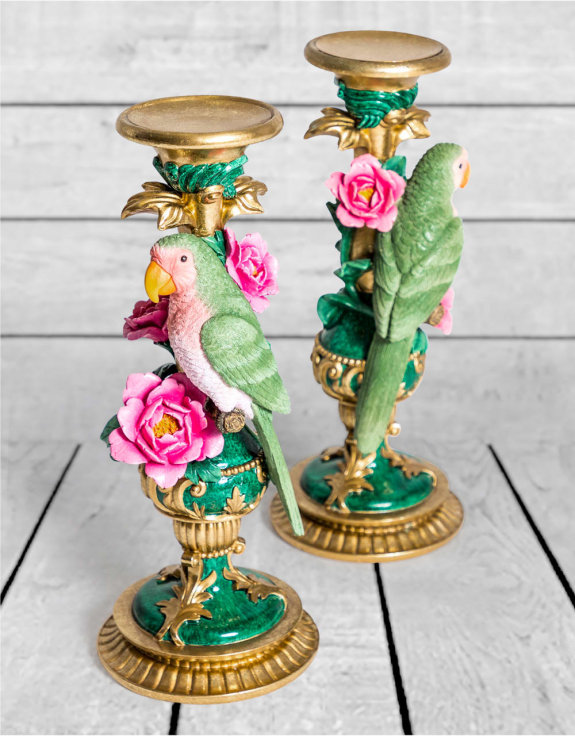 Pair of Ornate Parrot Candle Holders