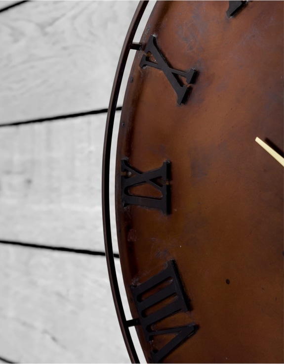 Large Antiqued Iron Industrial Wall Clock