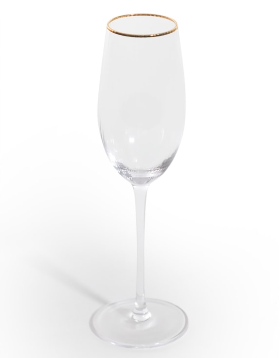 Set of 6 Traditional Champagne Flutes with Gold Rims