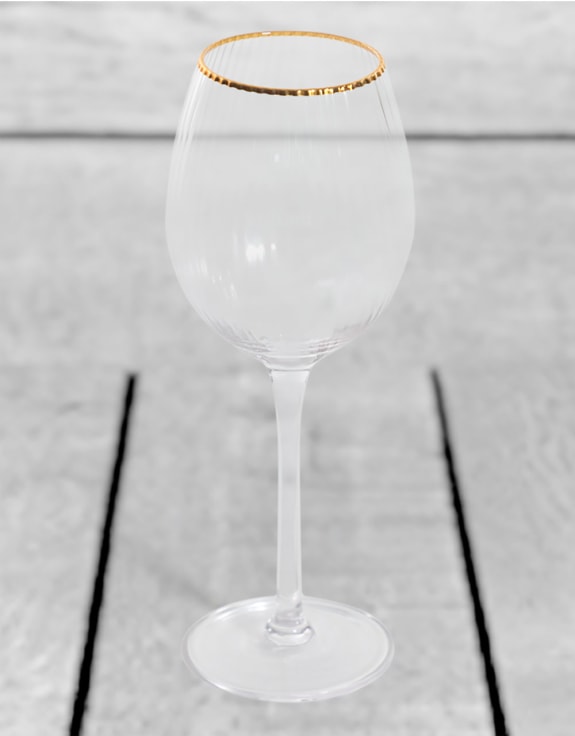 Set of 6 Traditional Wine Glasses with Gold Rims