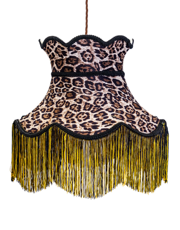 Animal Print Tall Frilled Lampshade (Use As Pendant or Shade)