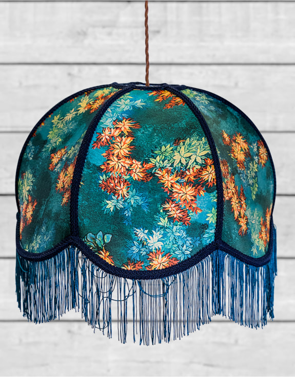 Floral Design Frilled Lampshade (Use As Pendant or Shade)