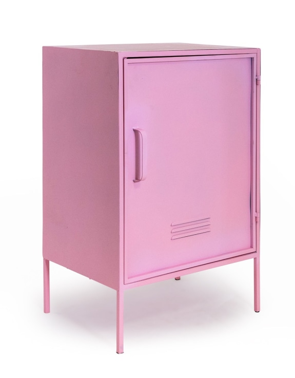 Pink Metal Bedside Cabinet (RH Opening)