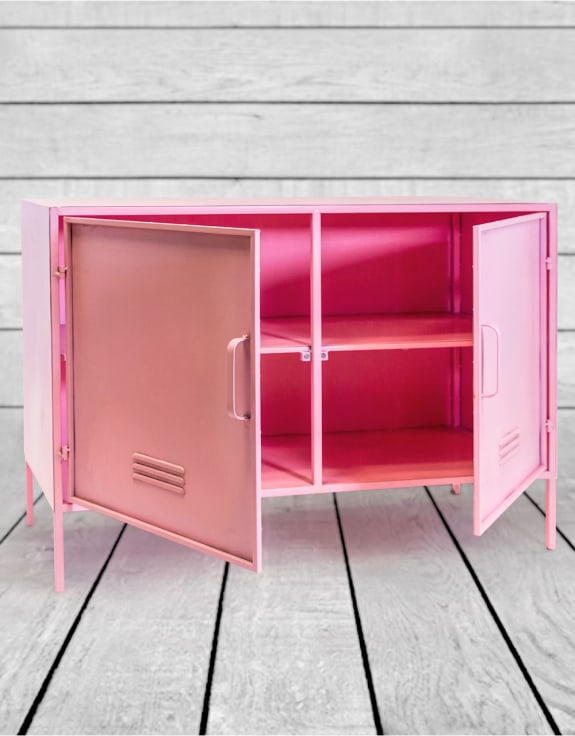 Pink Metal Large Side Cabinet