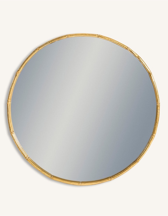 Antique Gold Round Metal Bamboo Wall Mirror (to be bought in qtys of 2)