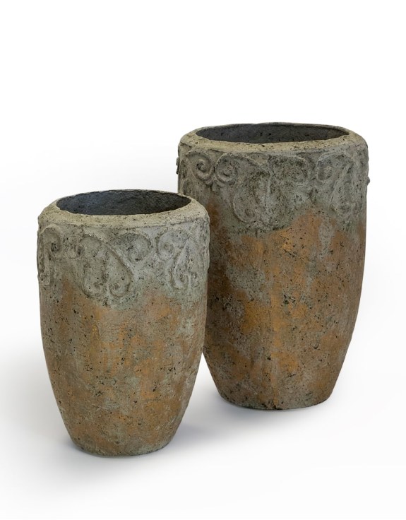 Tall Gold and Cream Eco S/2 Garden Planters
