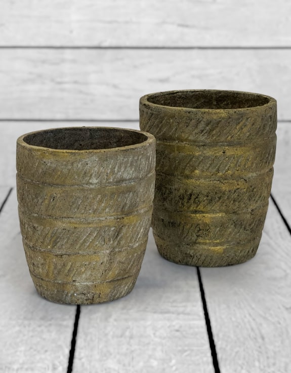 Antiqued Gold Eco S/2 Garden Planters