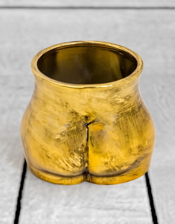 Antique Gold Medium Booty Flower Pot/Storage Jar