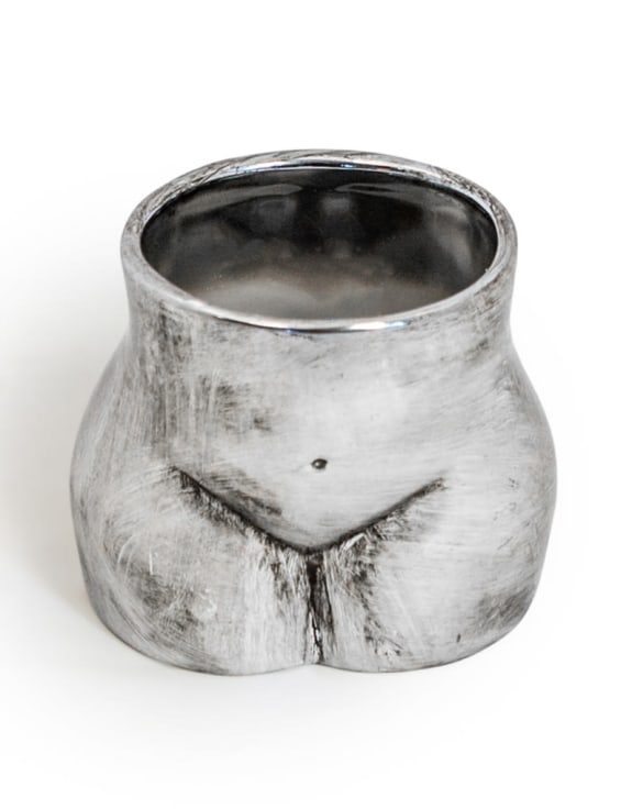 Antique Silver Small Booty Flower Pot/Storage Jar