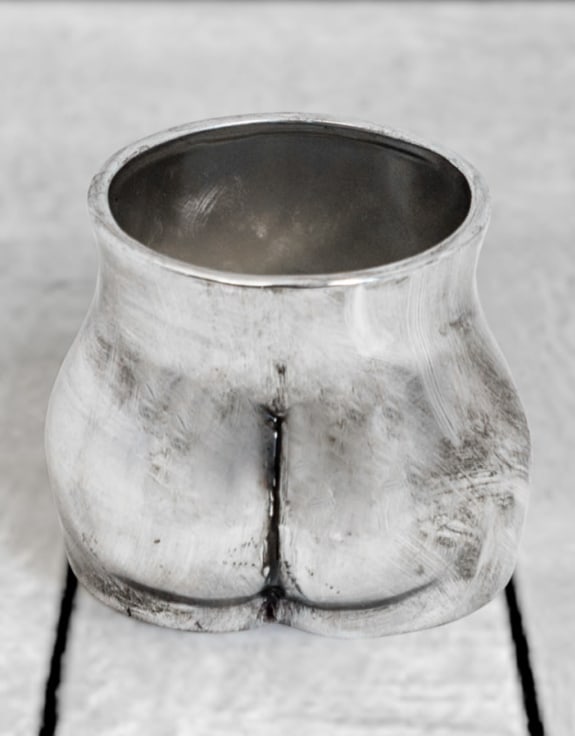 Antique Silver Medium Booty Flower Pot/Storage Jar