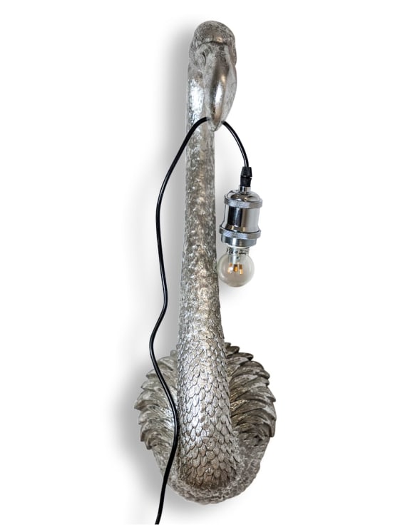 Antique Silver Flamingo Head Wall Lamp