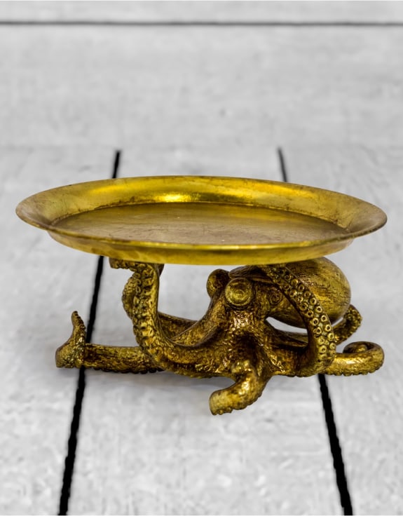 Antique Gold Octopus Holding Plate