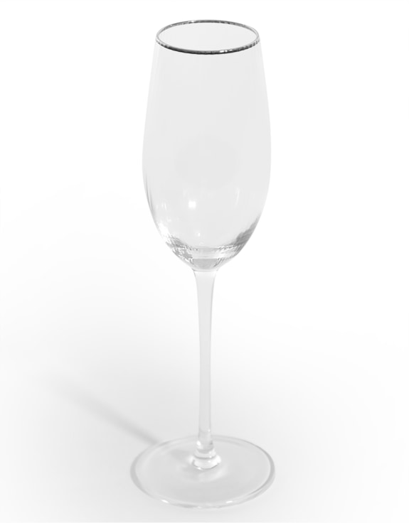 Set of 6 Traditional Champagne Flutes with Silver Rims