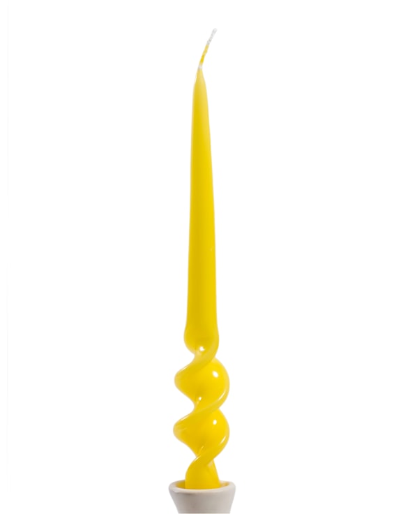 Gloss Vanilla Yellow 29cm Hand Turned Taper Candle