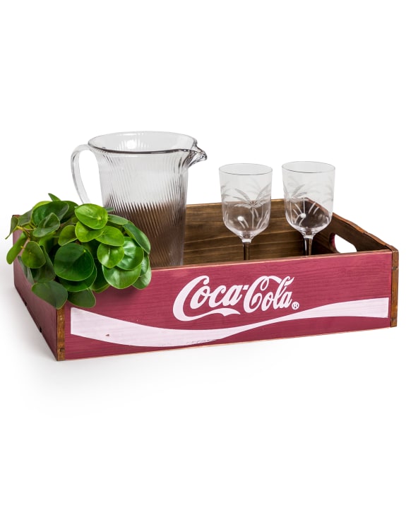 Antiqued Red Cola Wooden Tray