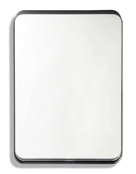 Large Rectangular Matt Black Steel Framed Mirror