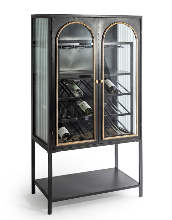 Black and Antique Gold "Orwell" Wine Storage Cabinet