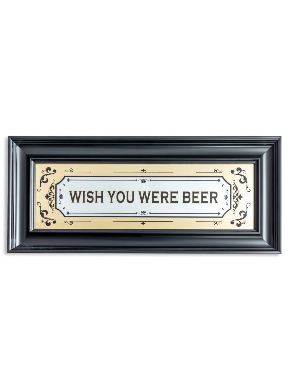 Large Mirrored "Wish You Were Beer" Wall Sign