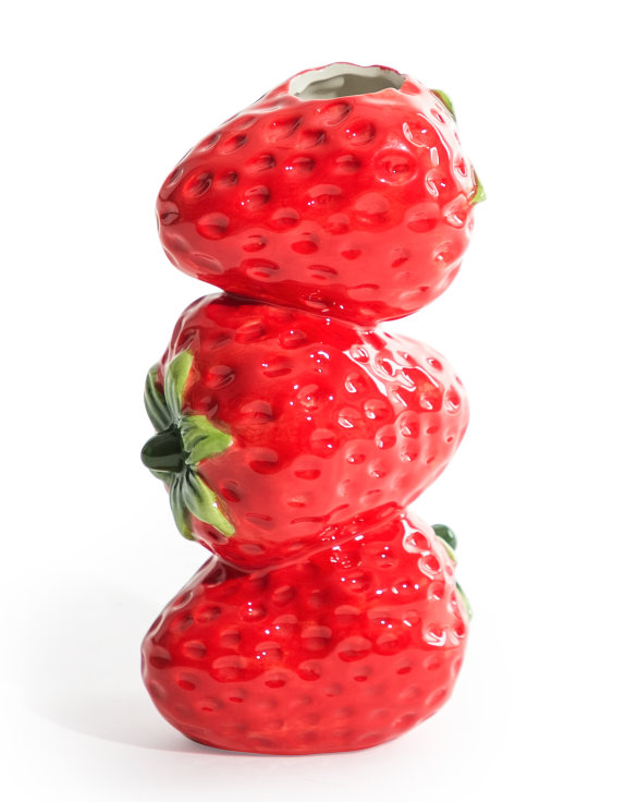 Ceramic Strawberry Stack Stem Vase