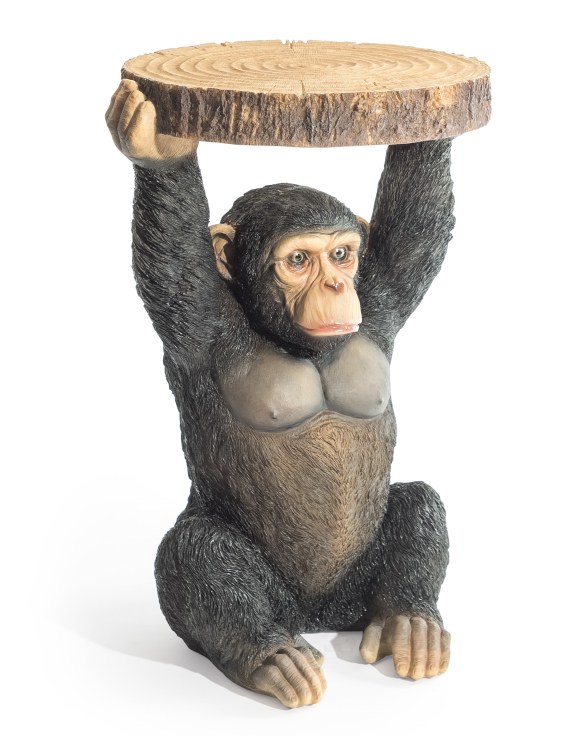 Chimpanzee Holding "Trunk Slice" Side Table